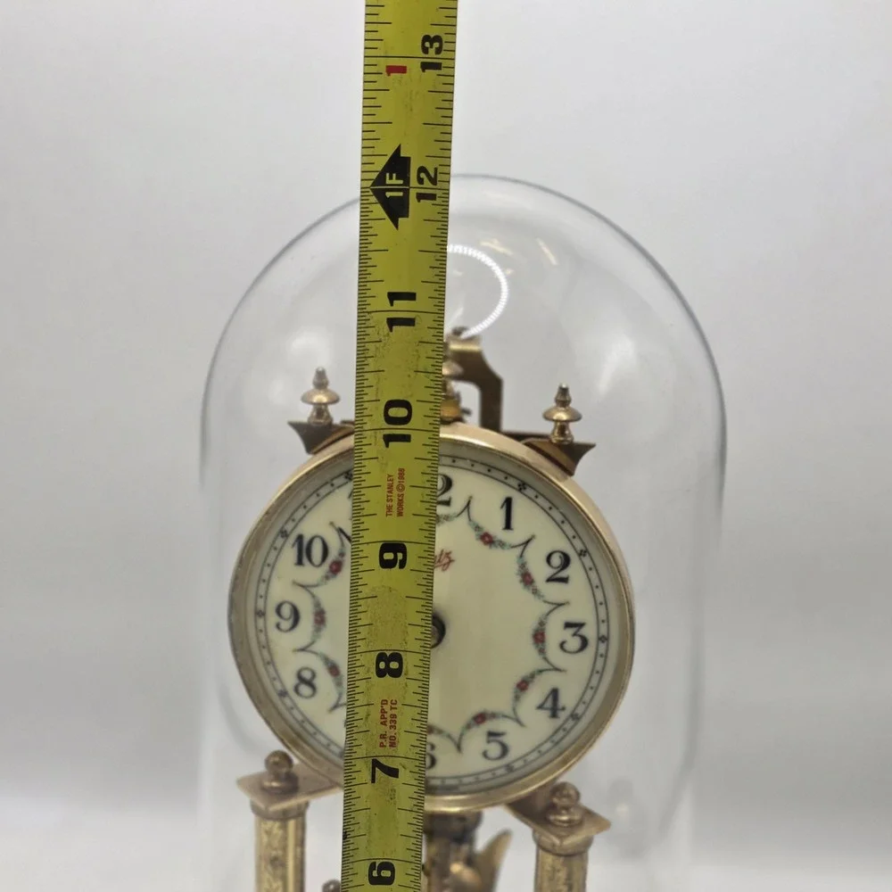 Schatz Anniversary Clock Brass German Mechanical Floral Dial Dome For Parts Only
